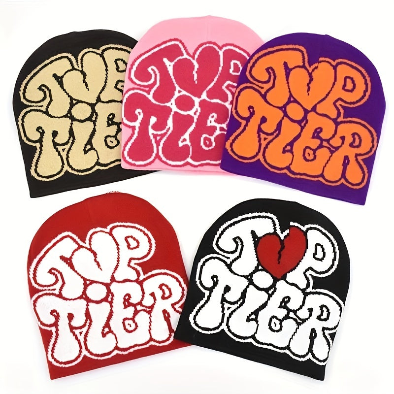 Y2K Beanie Hip Hop Letter Jacquard Knit Hat