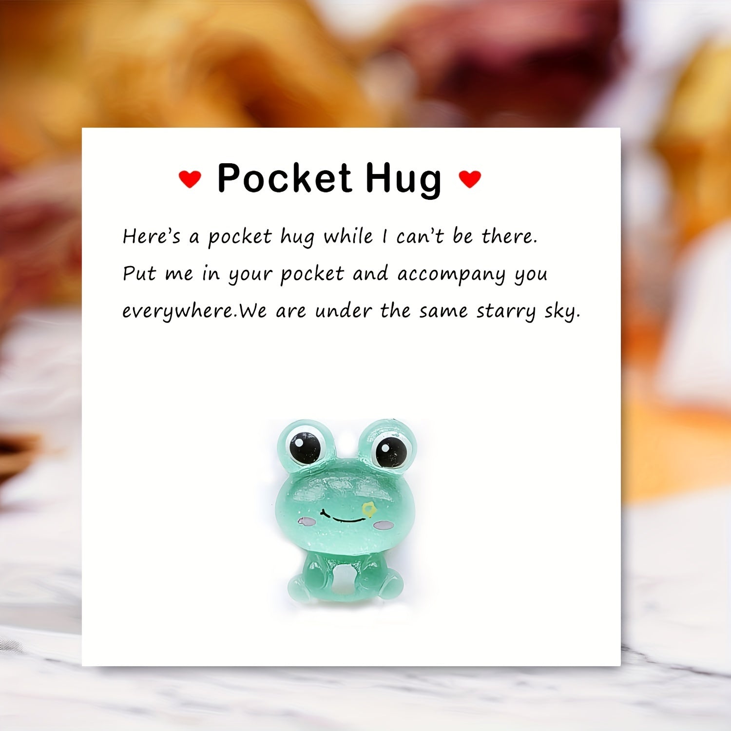 Resin Animal Decoration Pocket Hug With Greeting Card