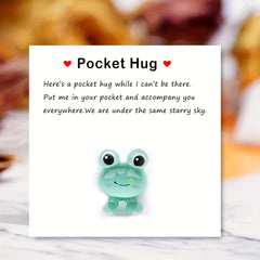 Resin Animal Decoration Pocket Hug With Greeting Card