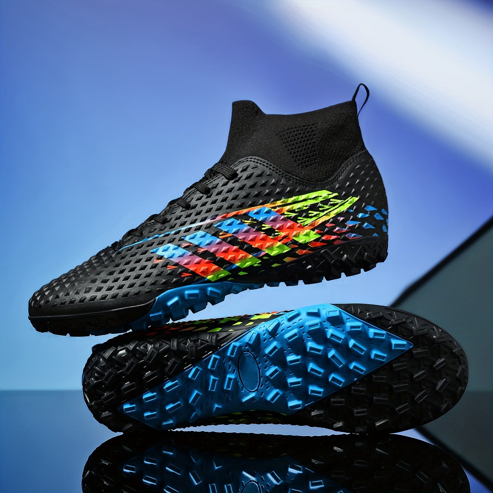 Men's High Top TF Soccer Cleats Anti-Skid Outdoor Football Boots