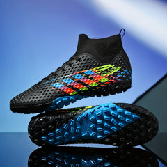 Men's High Top TF Soccer Cleats Anti-Skid Outdoor Football Boots