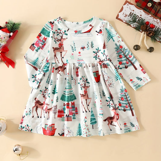 Baby Cartoon Graphic Long Sleeve Dress