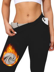 Fleece Liner Cropped Yoga Pants with Pocket