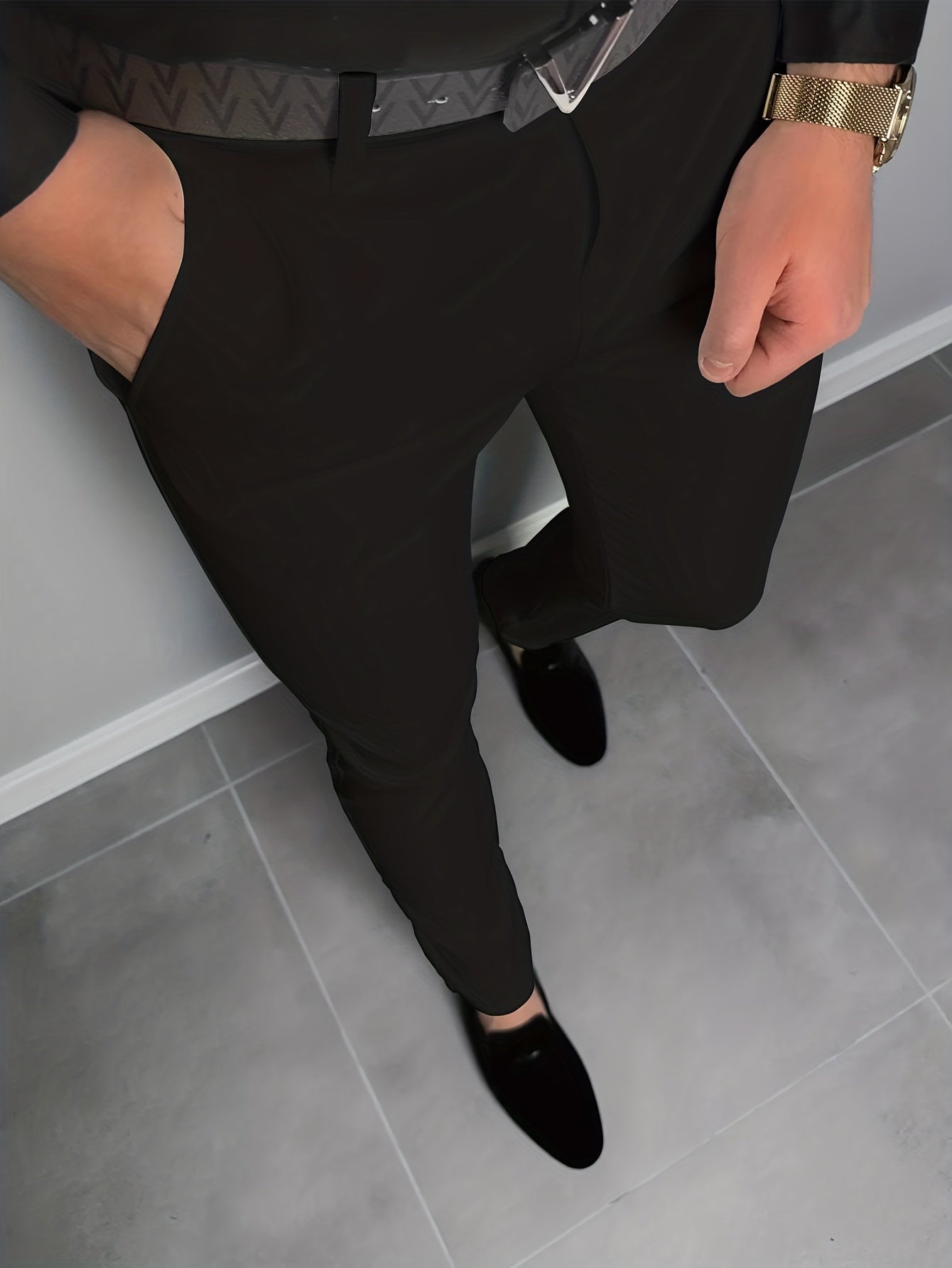 Slim Fit Stretch Dress Pants Men Semi-Formal Business Slacks
