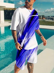 Men's 2 Piece Outfits T-shirt and Shorts Set for Summer