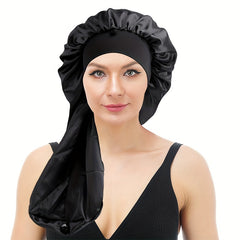 Solid Satin Long Hair Bonnet Head Scarf Night Cap