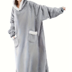 Plus Size Hooded Fleece Lounge Robe for Women