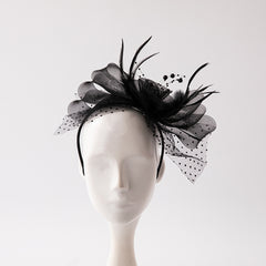 Women's Fascinator Tea Party Hat Mesh Veil Derby Wedding Clip Headband