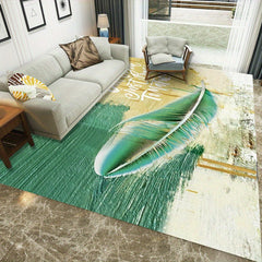 Leaf Print Area Rug Non Shedding Floor Carpet Anti-slip Backing Machine Washable