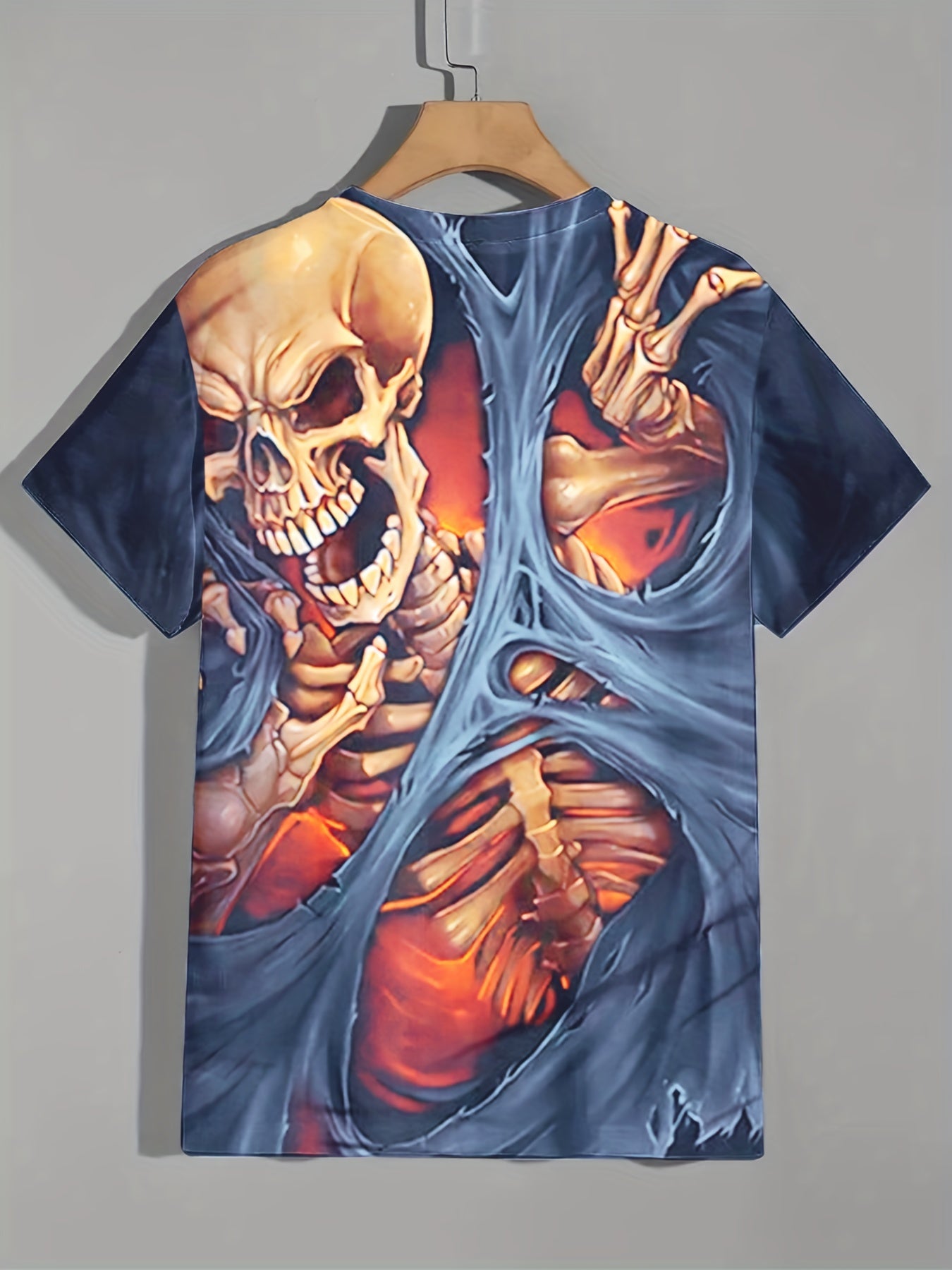 Men's 3D Skeleton Graphic T Shirt Breathable Stretchy Tee for Halloween Style
