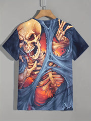 Men's 3D Skeleton Graphic T Shirt Breathable Stretchy Tee for Halloween Style