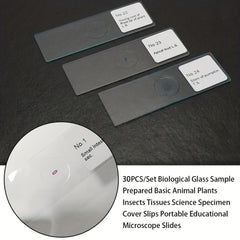 30pcs Biological Glass Sample Prepared Basic Science Specimen Set