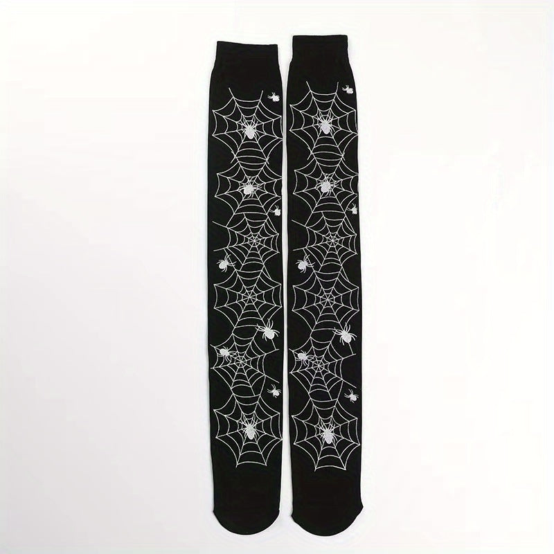 Skull & Bat Print Over The Knee Socks for Halloween