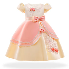 Girls Princess Dress Embroidered Flower Lace Dress Performance Dress