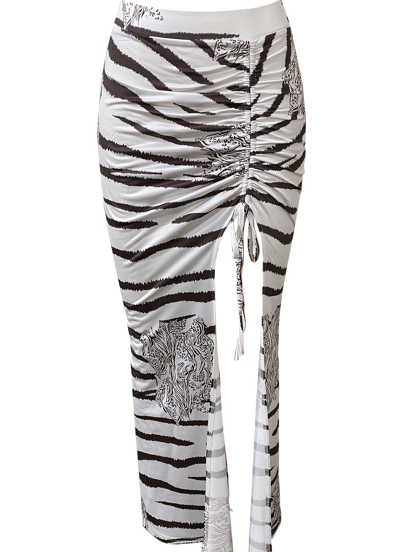 Print Drawstring Slit Skirt Spring & Summer Women's Clothing