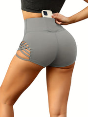 Criss Cross Hollow Out Sports Shorts High Waist Running Yoga Sexy Casual