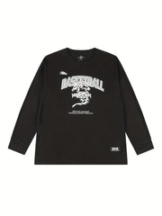 Veidorn Creative Letter Print Men's Long Sleeve Active Tee