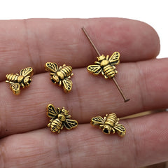 20Pcs Golden Bee Spacer Beads Jewelry Making Bracelet Necklace