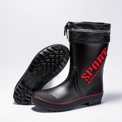 Unisex Waterproof Rain Boots with Letter Decor