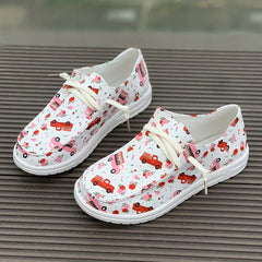 Skate Shoes with Cartoon Pattern & Rose On Upper