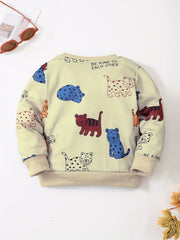 Boy's Leopard Print Round Neck Sweatshirt
