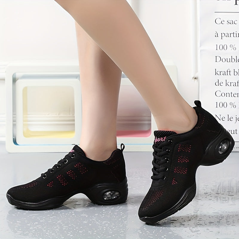Women's Air Cushion Jazz Dance Shoes Mesh Lace Up Sneakers