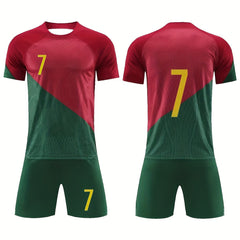 Boys Soccer Sports Outfit - Jersey & Breathable Shorts Set