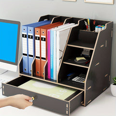 Wooden Office Supplies Storage Box Drawer Type File Box Wooden Storage Rack