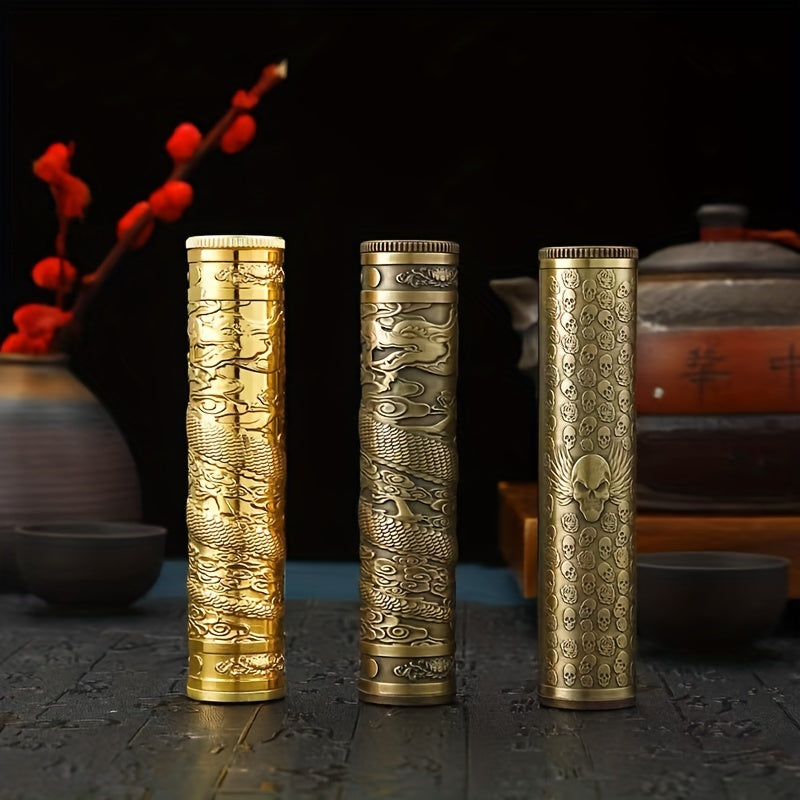 Portable Waterproof Metal Cigarette Case Buddha Dragon Skull Embossed