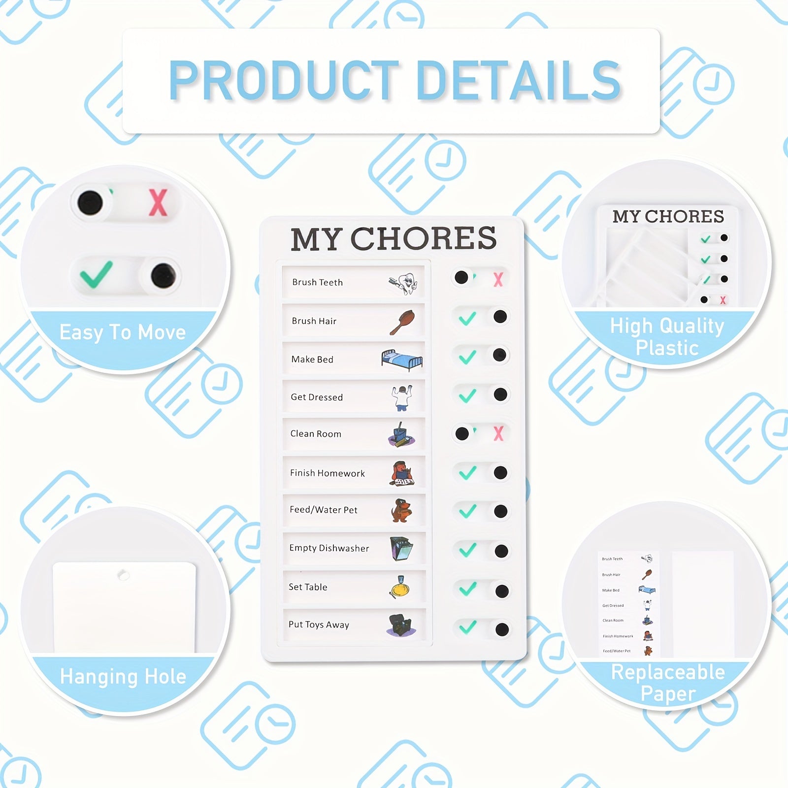 3pcs Daily Schedule Chore Chart Memo Checklist Board