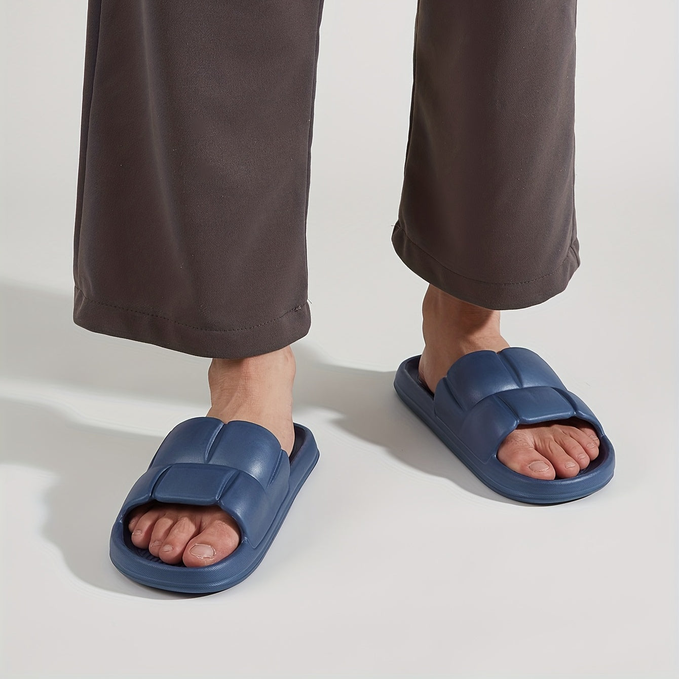 Men's Open Toe Slippers Anti skid Slip On Slides For Indoor Outdoor Shower