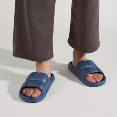 Men's Open Toe Slippers Anti skid Slip On Slides For Indoor Outdoor Shower