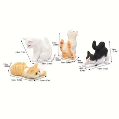 4pcs 1:12 Scale Hand Painted Cat Figurines Dollhouse Decor Miniature Cats