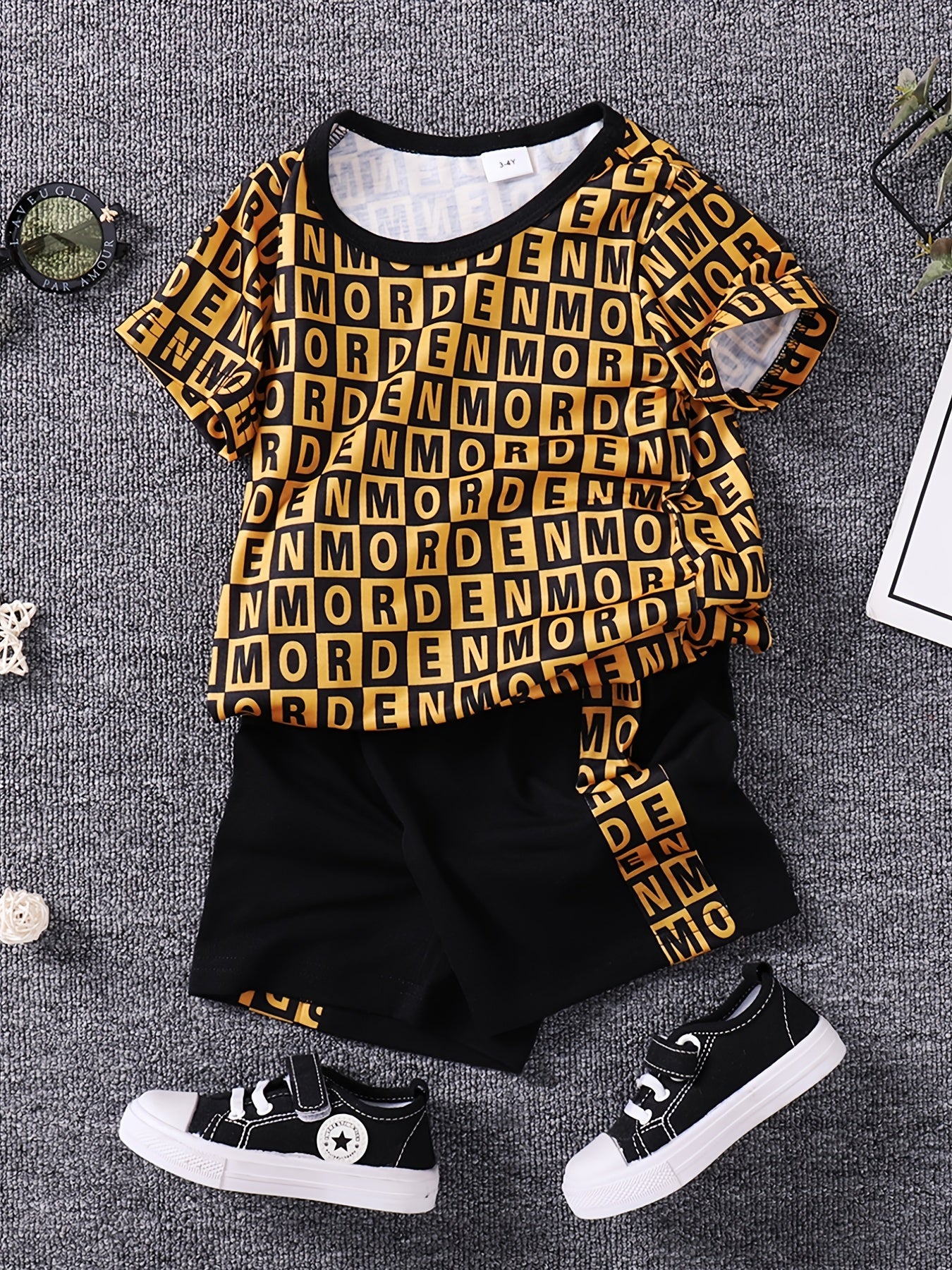 Toddler Boys Cotton T Shirt Matching Shorts Crew Neck Short Sleeve Tee Top Botto