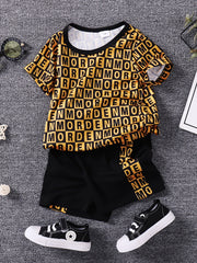 Toddler Boys Cotton T Shirt Matching Shorts Crew Neck Short Sleeve Tee Top Botto