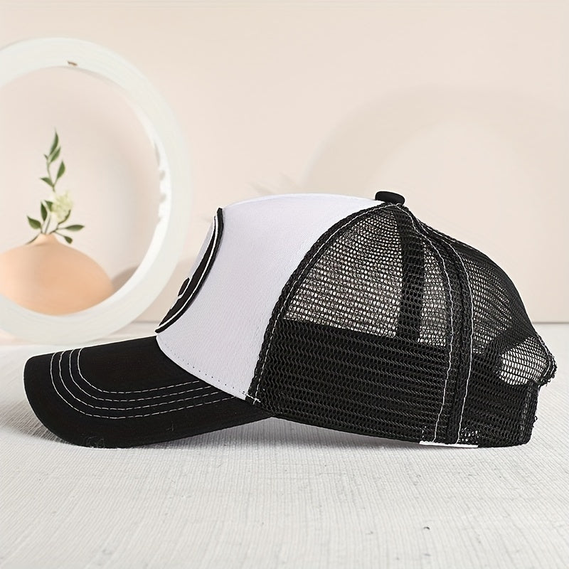 Men's Summer Mesh Baseball Cap with Skull Embroidery