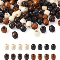 Large Hole Barrel Wooden European Loose Beads 6pc