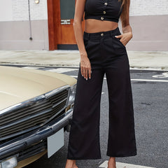 Spaghetti Strap Top & Wide Leg Pants Set Women's Casual Outfit