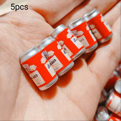 Set of 5 Mini Beer Can Accessories for Dollhouse in Various Colors