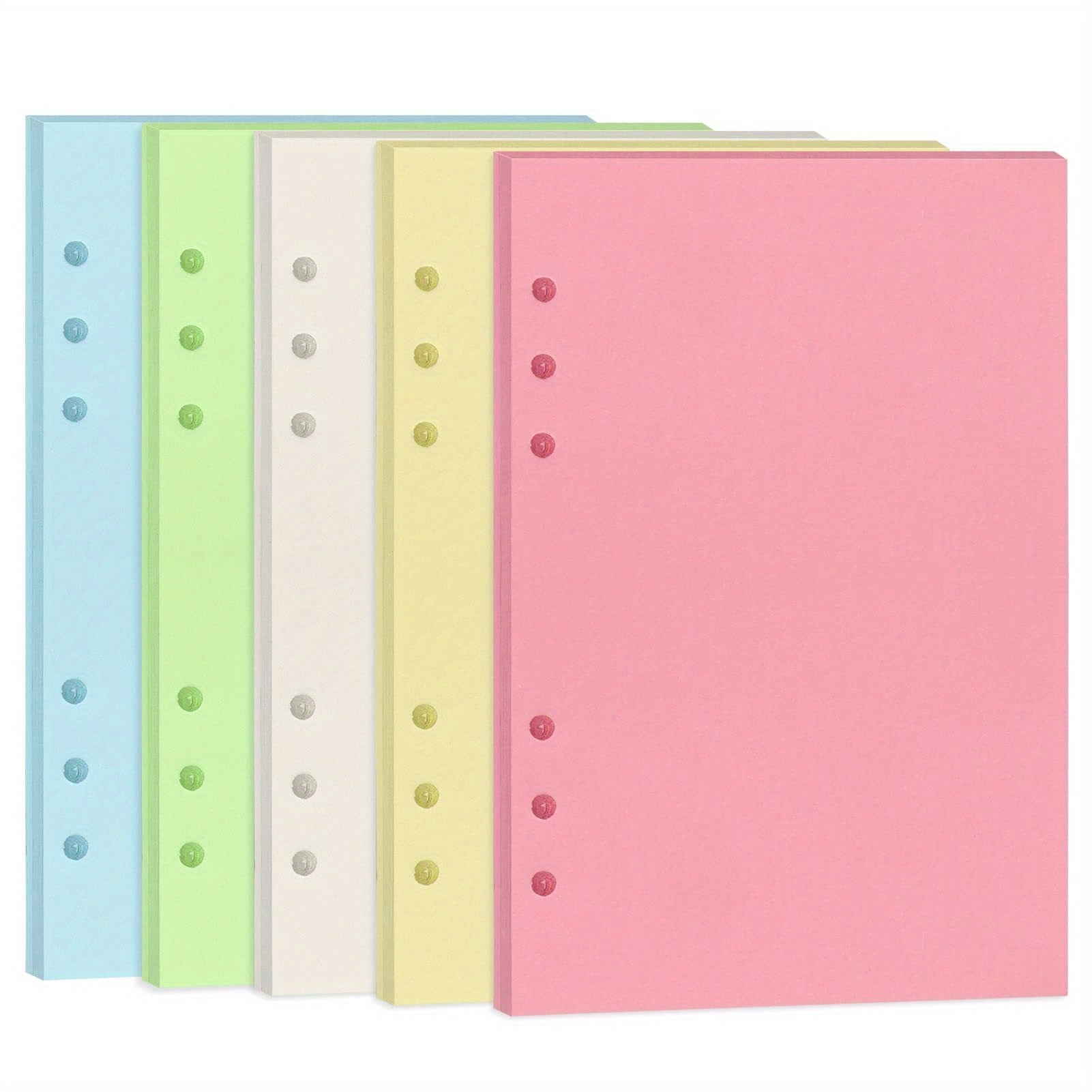 100 Sheets A5 Colorful Refill Paper 6 Hole Filler Inserts