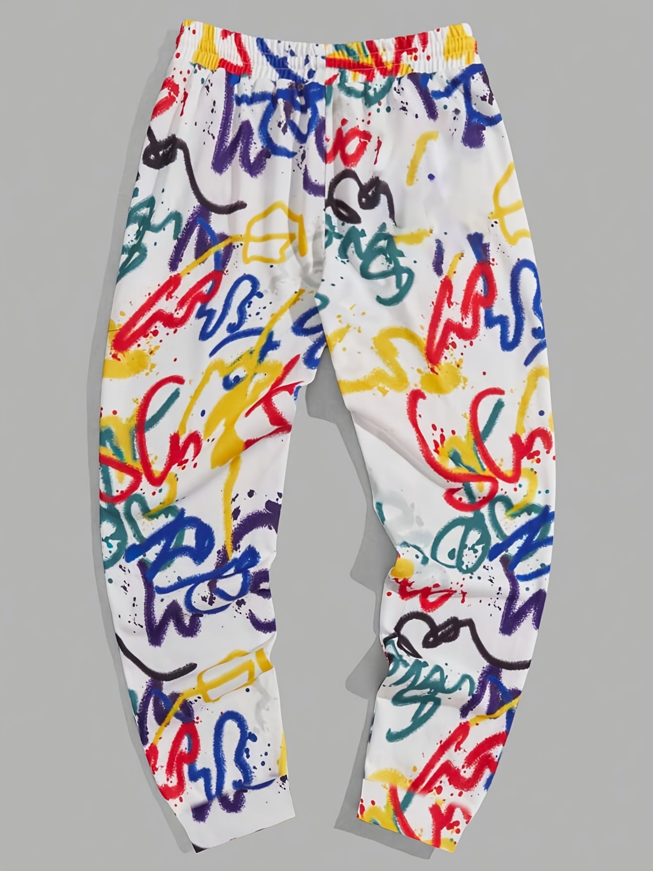 Graffiti Drawstring Sweatpants Men's Casual Loose Fit Joggers