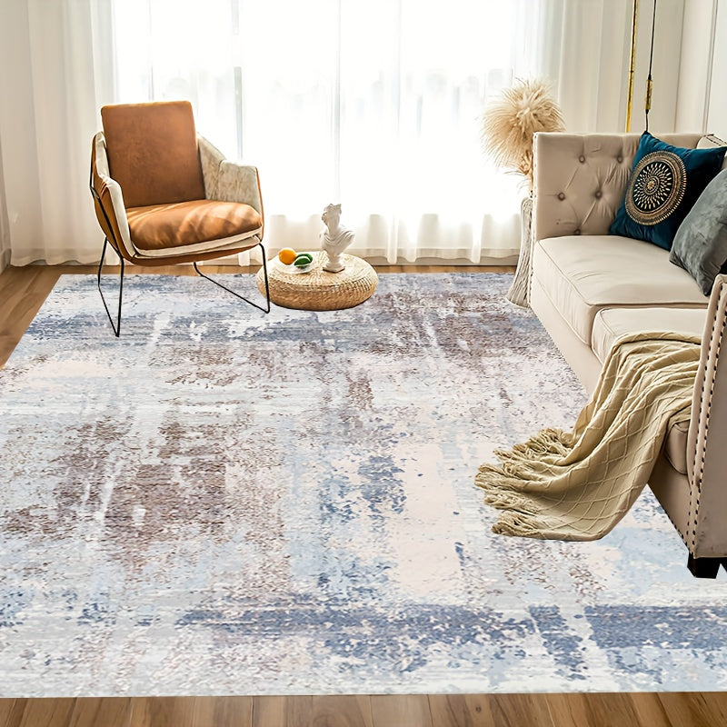 Washable Fluffy Bedroom Area Rug Abstract Carpet with Non Slip Backing