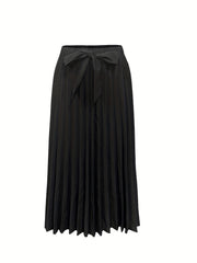 High Waist Bowknot Front Pleated Skirt for Women