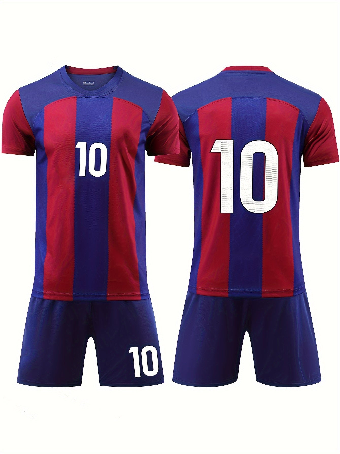 Kids Striped Soccer Jersey & Shorts Set, Quick Dry, Stretchy