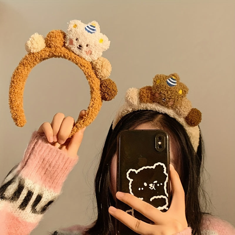 Unique Plush Warm Headband Colorful Bear & Balls Hair Band Women