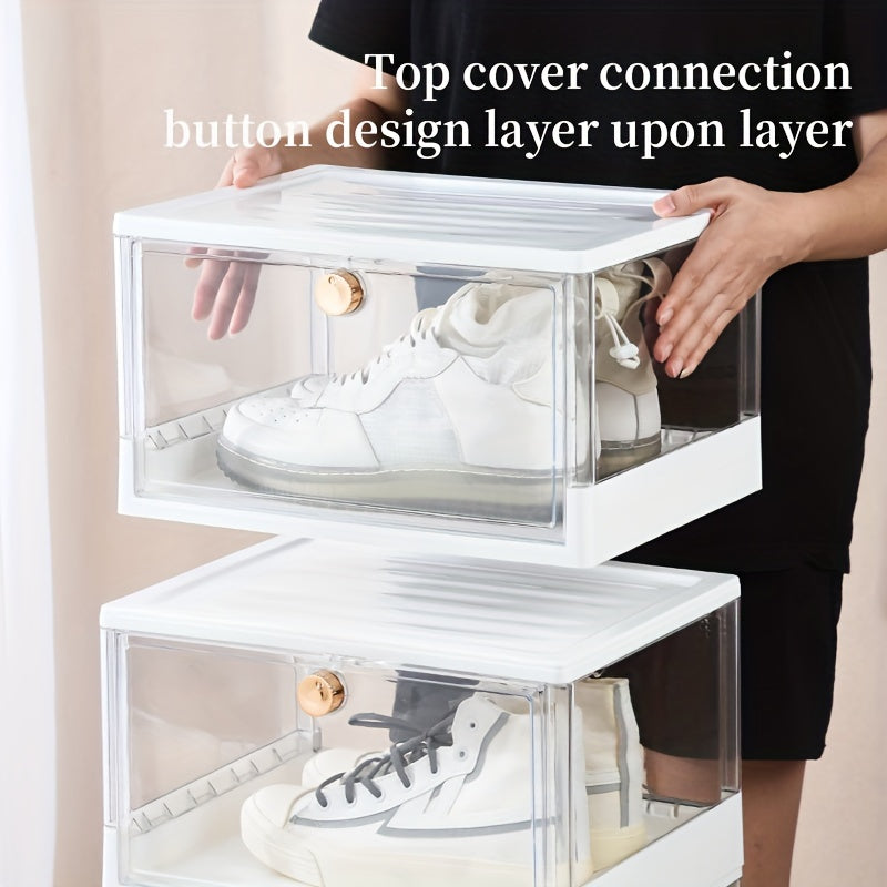 Plastic Shoe Rack Box Stackable Shoe Storage Box Entryway Hallway Bedroom