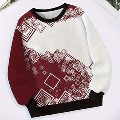 Girls Squares Pattern Crew Neck Sweatshirt Spring Fall Christmas Gift
