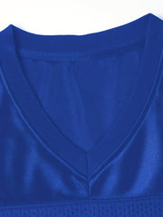 Men's American Football Jersey Mesh Rugby Shirt V Neck Short Sleeve Sports Top