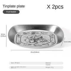 2pcs Vintage Outdoor Plate Camping Dinnerware Grilling Tray