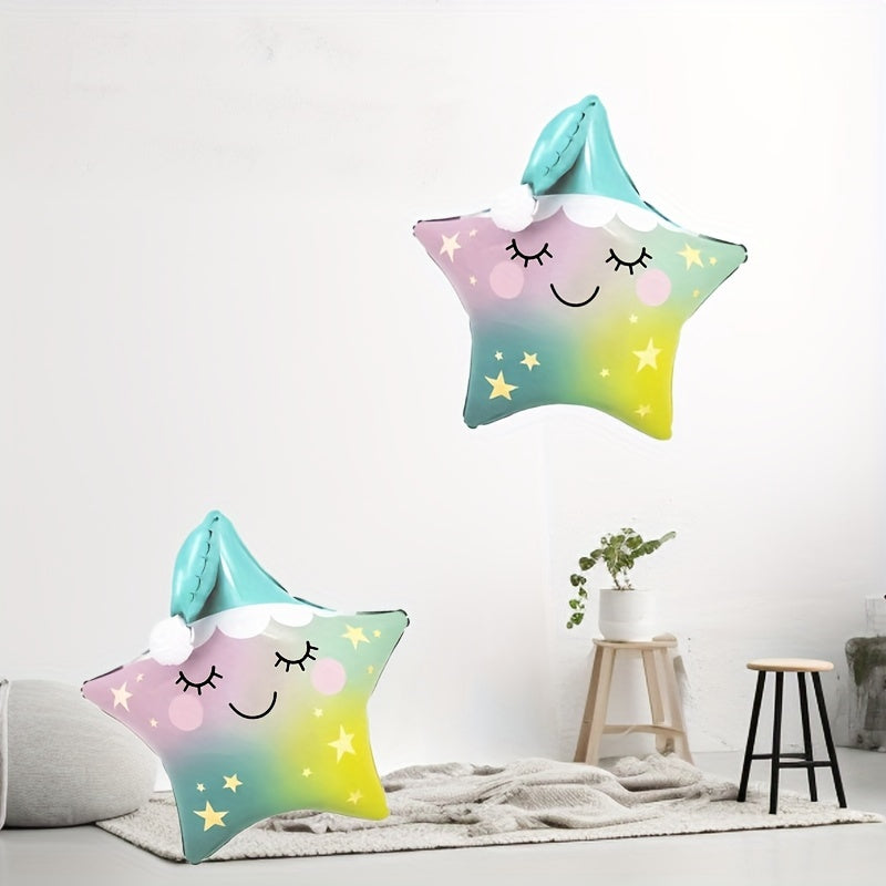2pcs Sleepy Stars Aluminum Film Balloons Party Decoration Supplies